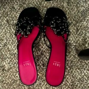 Impo Black Embellished Sandals With Heels